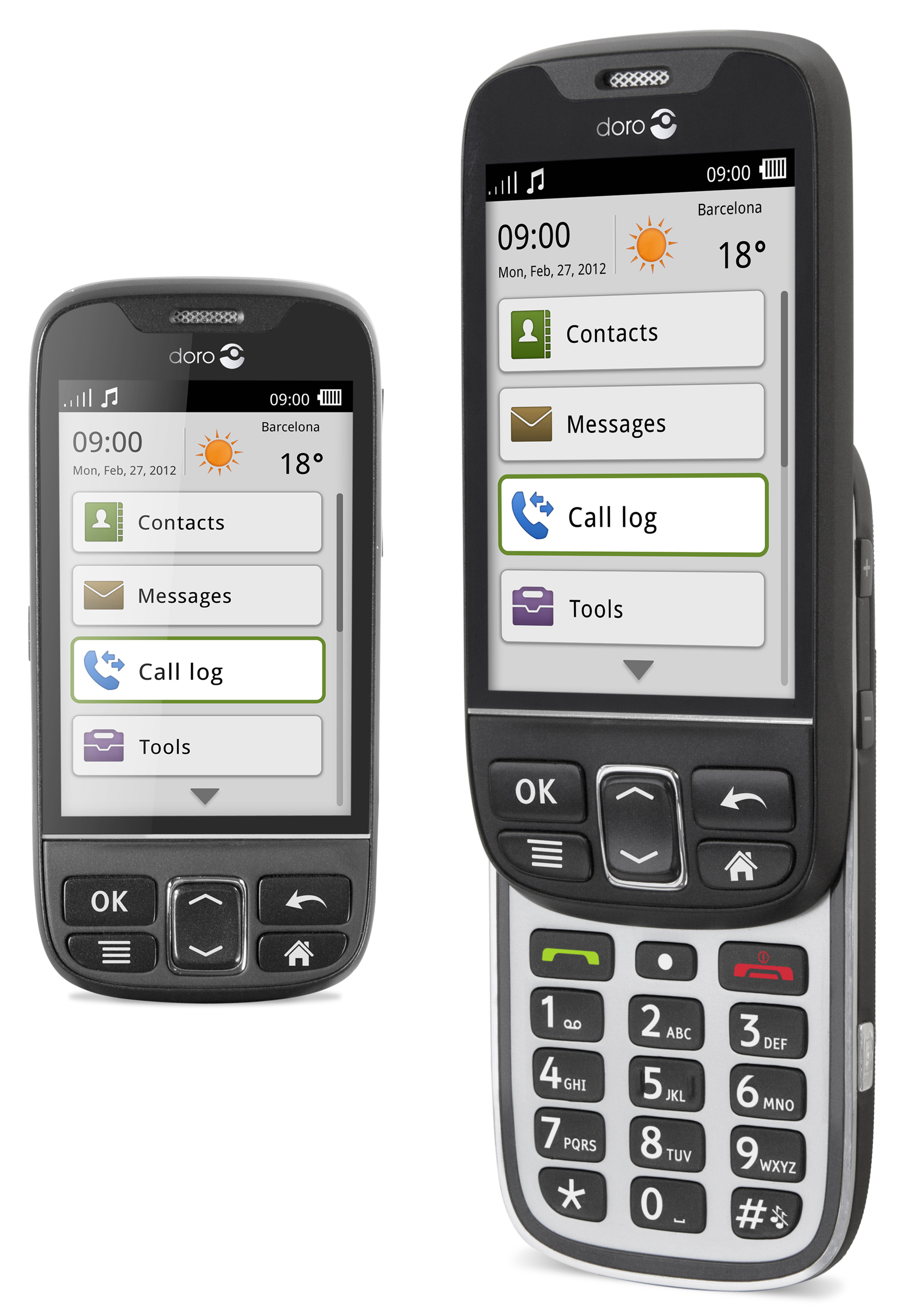 Doro PhoneEasy 740 open right and closed front
