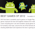 Google, le top 12 des jeux Android sur l’année 2012 Google, le top 12 des jeux Android sur l’année 2012