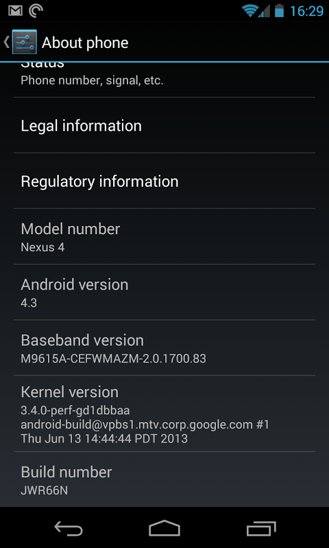 fuite android 4.3 jelly bean google lg nexus 4