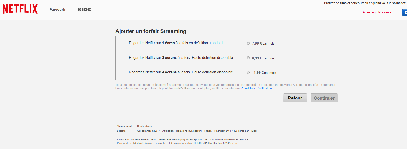 Netflix France tarifs