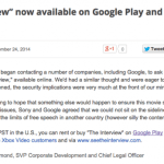 The Interview disponible sur le Google Play et Xbox Video The Interview disponible sur le Google Play et Xbox Video