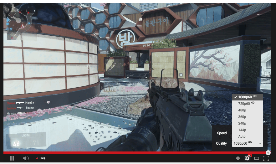 YouTube 60 FPS live