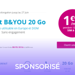 🔥 Bon plan : derniers jours pour l’offre B&You 20 Go à 1,99 euro/mois pendant 1 an 🔥 Bon plan : derniers jours pour l’offre B&You 20 Go à 1,99 euro/mois pendant 1 an