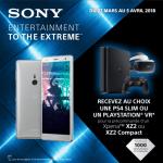 Une PS4 Slim ou un casque PSVR offert pour la précommande du Sony Xperia XZ2 ou XZ2 Compact Une PS4 Slim ou un casque PSVR offert pour la précommande du Sony Xperia XZ2 ou XZ2 Compact