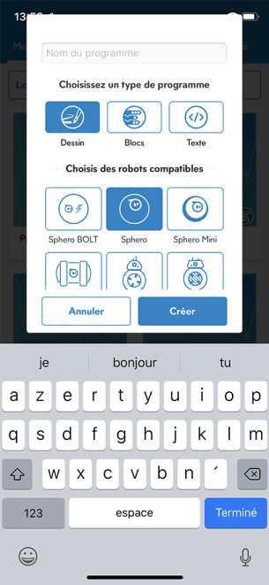 Sphero Edu type de programmes