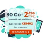 🔥 Bon plan : le forfait mobile Cdiscount 30 Go est à 2,99 euros par mois pendant 6 mois 🔥 Bon plan : le forfait mobile Cdiscount 30 Go est à 2,99 euros par mois pendant 6 mois