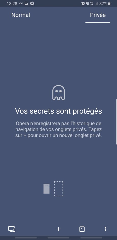 Opera navigation privée Android