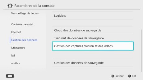 Paramètres de la Switch