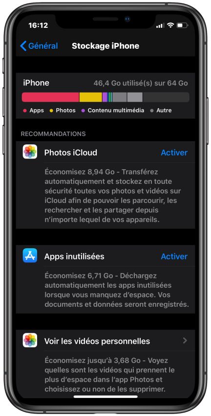iPhone X stockage le 31 juillet