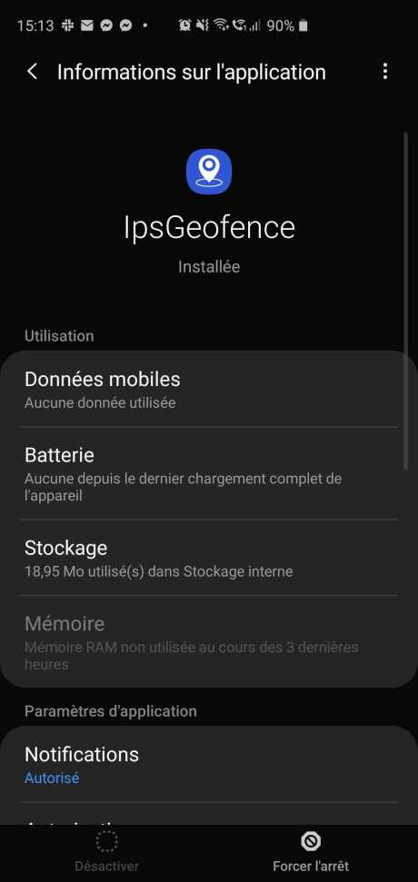 IPSGeofence sur Samsung