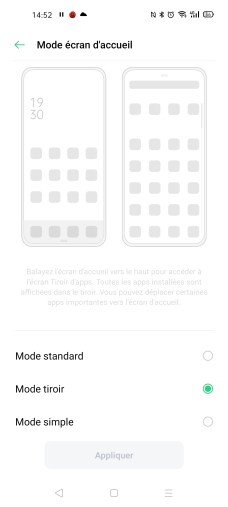 Le type d'écran d'accueil de l'Oppo Find X2 Neo