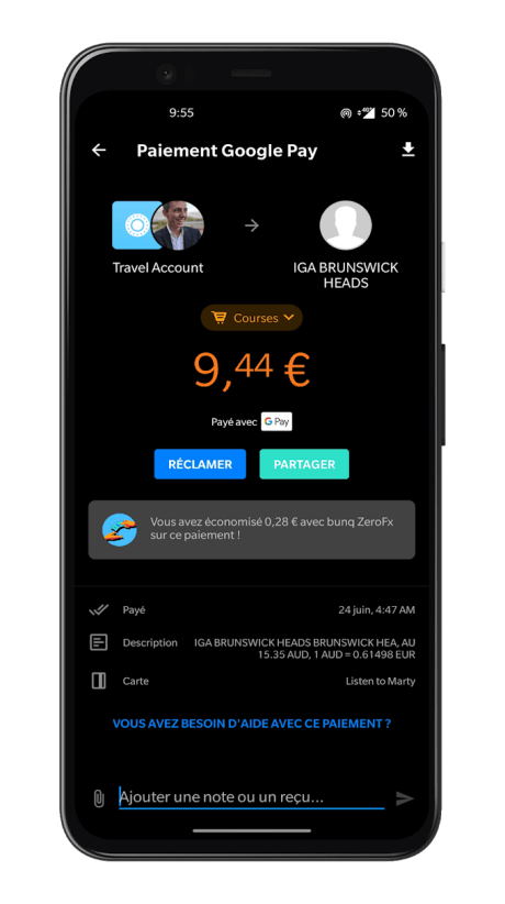 Bunq Travel - Paiement Australie