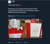 Les douanes américaines ont saisi des contrefaçons d'Apple AirPods plus communément appelées... OnePlus Buds ! // Source : CBP