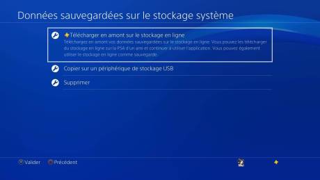 PS+ Playstation 4 PS4 stockage donnéestelechargement en amont