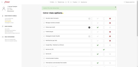"Service 5G" activé