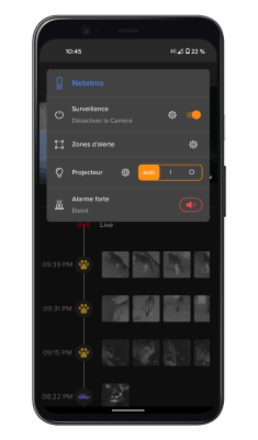 Netatmo Caméra Extérieure Intelligente avec Sirène - Application - Réglages