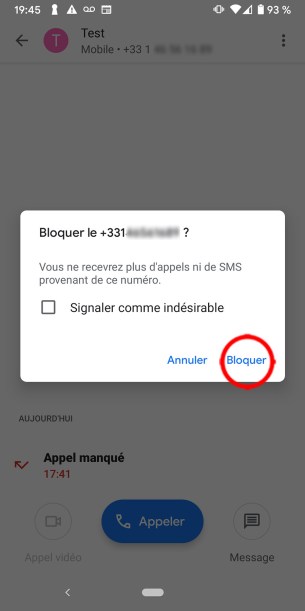Comment bloquer un numéro de téléphone indésirable sur Android 06
