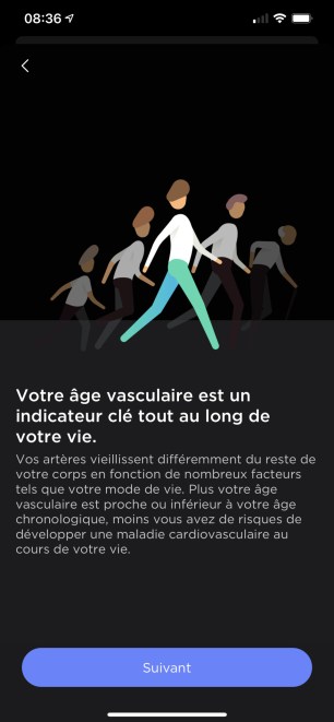 Calcul de votre Age vasculaire dans l'app Health Mate