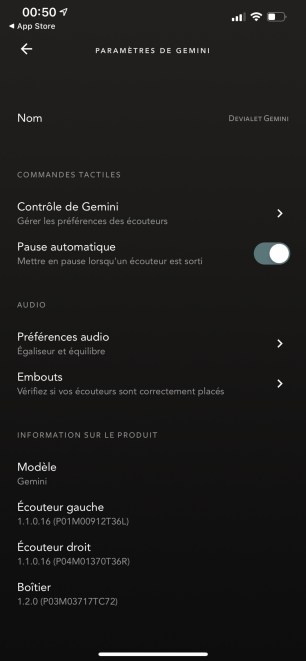 Source : app Devialet Gemini