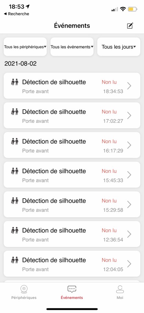 Toutes les alertes sont réunis sur la page Evenements // Source : Frandroid - Yazid Amer