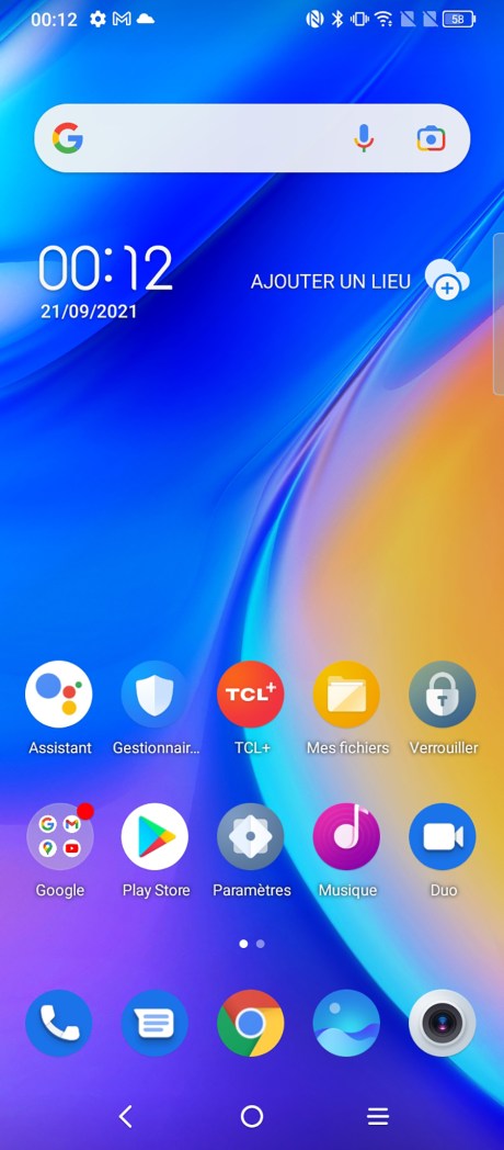 L’accueil du TCL 20 SE est standard // Source : Frandroid - Yazid Amer