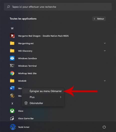 Comment supprimer les applications épinglée du menu Démarrer 04