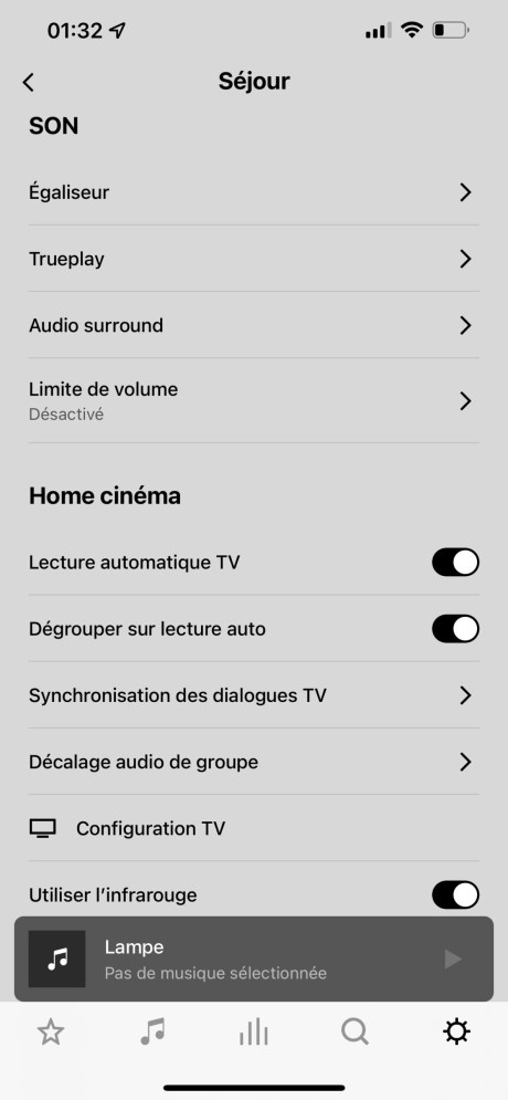Les paramètres de l'app Sonos S2 // Source : Frandroid - Sonos