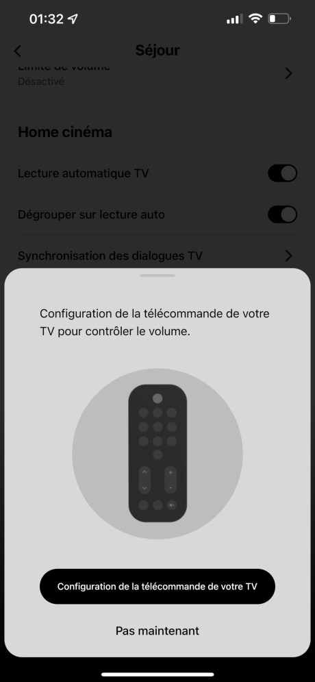 A défaut d'avoir sa propre télécommande, la Beam 2 peut s'accommoder de la vôtre // Source : Frandroid - Sonos