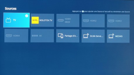 Les différentes sources disponibles.