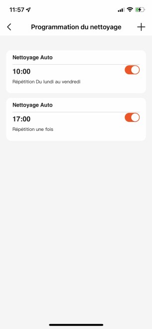 La programmation du nettoyage permet de créer un véritable planning de cycles de nettoyage // Source : Frandroid / Yazid Amer