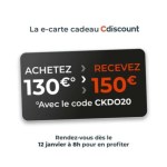 Cdiscount prépare les soldes avec une e-carte cadeau : 130 € pour 150 € d’achat Cdiscount prépare les soldes avec une e-carte cadeau : 130 € pour 150 € d’achat