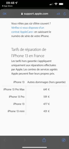 Apple informe sur les tarifs des réparations // Source : Apple
