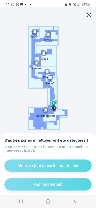 Les zones traitables en blanc passent au violet quand le robot est passé dessus // Source : Yazid Amer - Frandroid