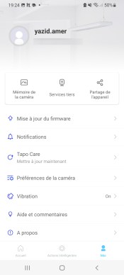 L’onglet Moi donne accès à des paramètres de la caméra et de votre compte // Source : Yazid Amer - Frandroid