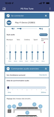 Le son de la barre peut être ajusté grâce à un égaliseur.