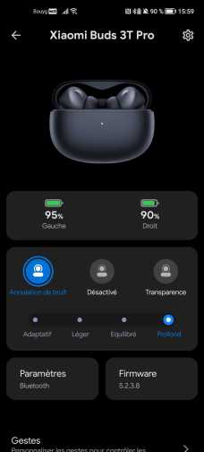 L'application Mi Buds M8 pour paramétrer les écouteurs // Source : Frandroid