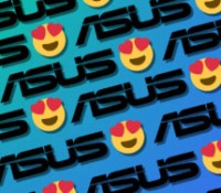 Le logo Asus et l'émoji visage avec des cœurs dans les yeux // Source : Frandroid