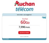 Auchan télécom forfait 60 GO Juillet 2022