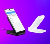 chargeur sans fil stand rapide 15 W samsung fond violet