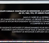 Le message affiché sur la chaîne TF1 depuis le site de Canal Plus // Source : Frandroid
