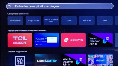Une liste d'applications disponibles.