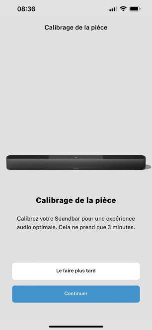 La calibration acoustique est immédiatement proposée.