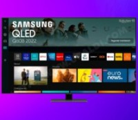 samsung qled 64 pouces fond violet