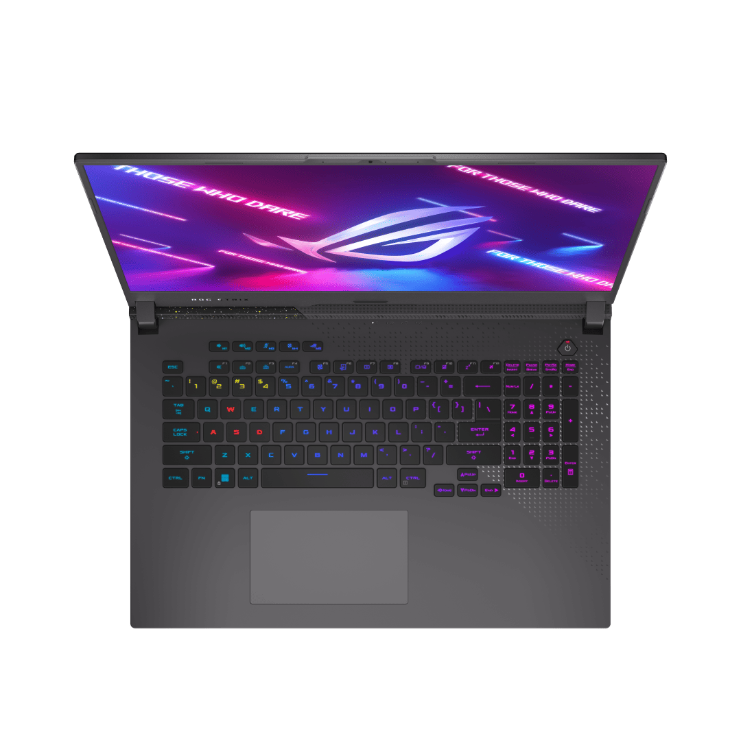 Top down view of the ROG Strix G17 with per-key keyboard (Grand)