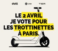 Dott, Lime et Tier s'allient pour encourager les Parisiens à voter contre l'interdiction des trottinettes électriques // Source : Hannah Landau via LinkedIn Dott, Lime et Tier s'allient pour encourager les Parisiens à voter contre l'interdiction des trottinettes électriques // Source : Hannah Landau via LinkedIn