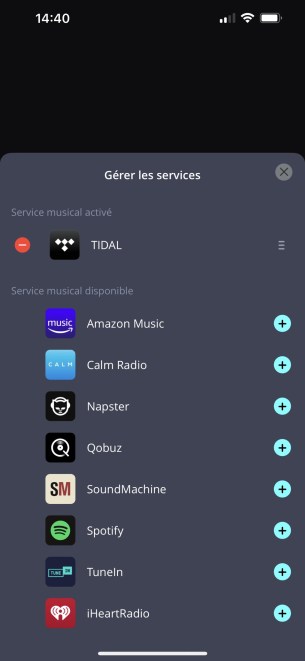 Pour profiter du Dolby Atmos en streaming, il faut enregistrer une app compatible dans JBL One.