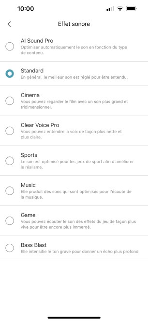 Plusieurs profils d'écoute sont proposés.