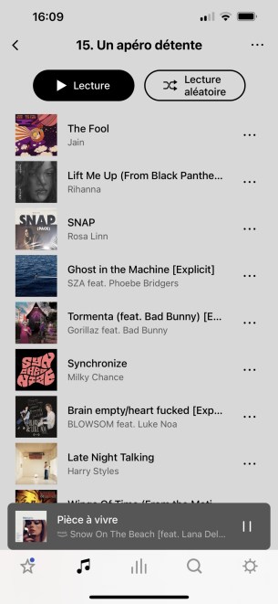 Mais aucune information de format n'est disponible lors des recherches dans l'app Sonos.