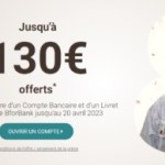 BforBank cumule une prime de 130 € avec une offre de parrainage de 130 €, soit 260 € au total BforBank cumule une prime de 130 € avec une offre de parrainage de 130 €, soit 260 € au total