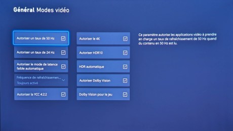 Le Dolby Vision est autorisé pour les jeux